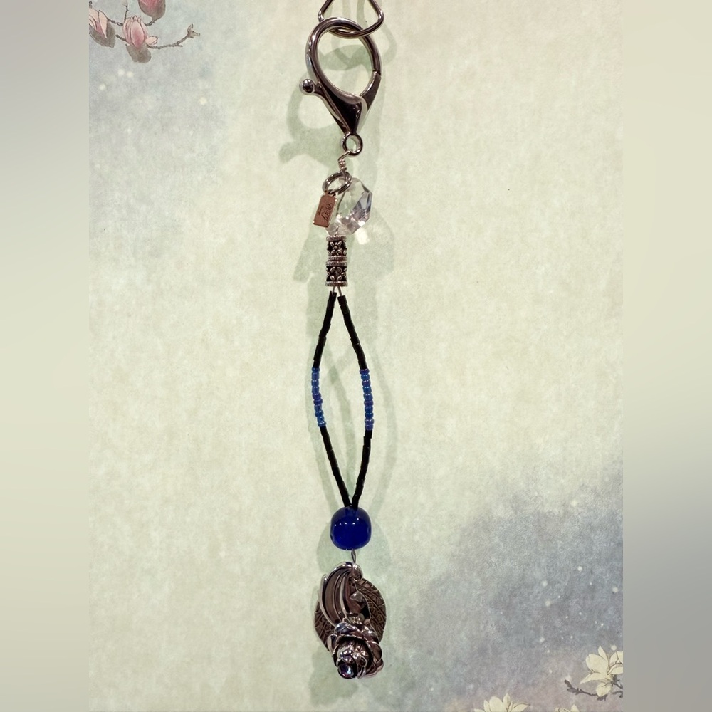 Purse Charm/ Keychain- Rhinestone Rose- Handmade - Picture 2 of 11